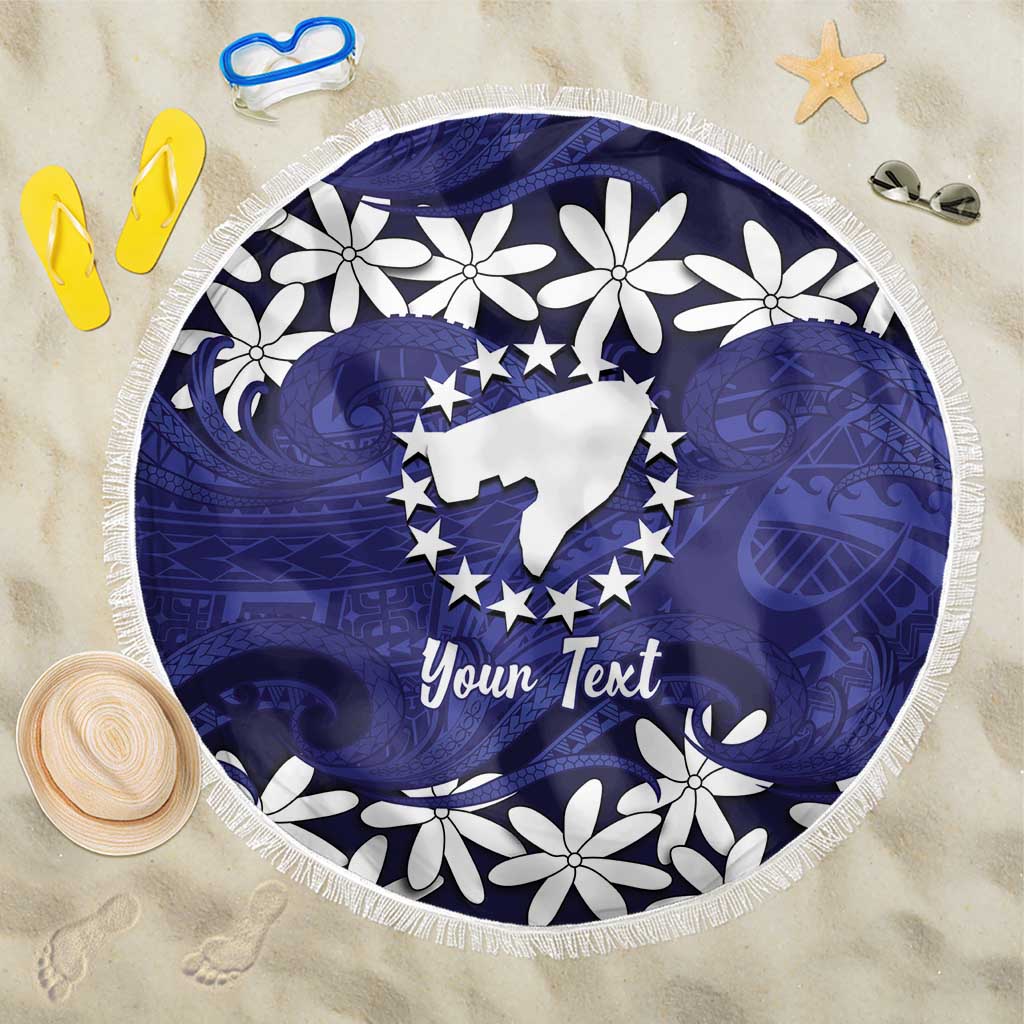 Personalised Cook Islands Pukapuka Beach Blanket Tiare Maori Polynesian Waves Tattoo