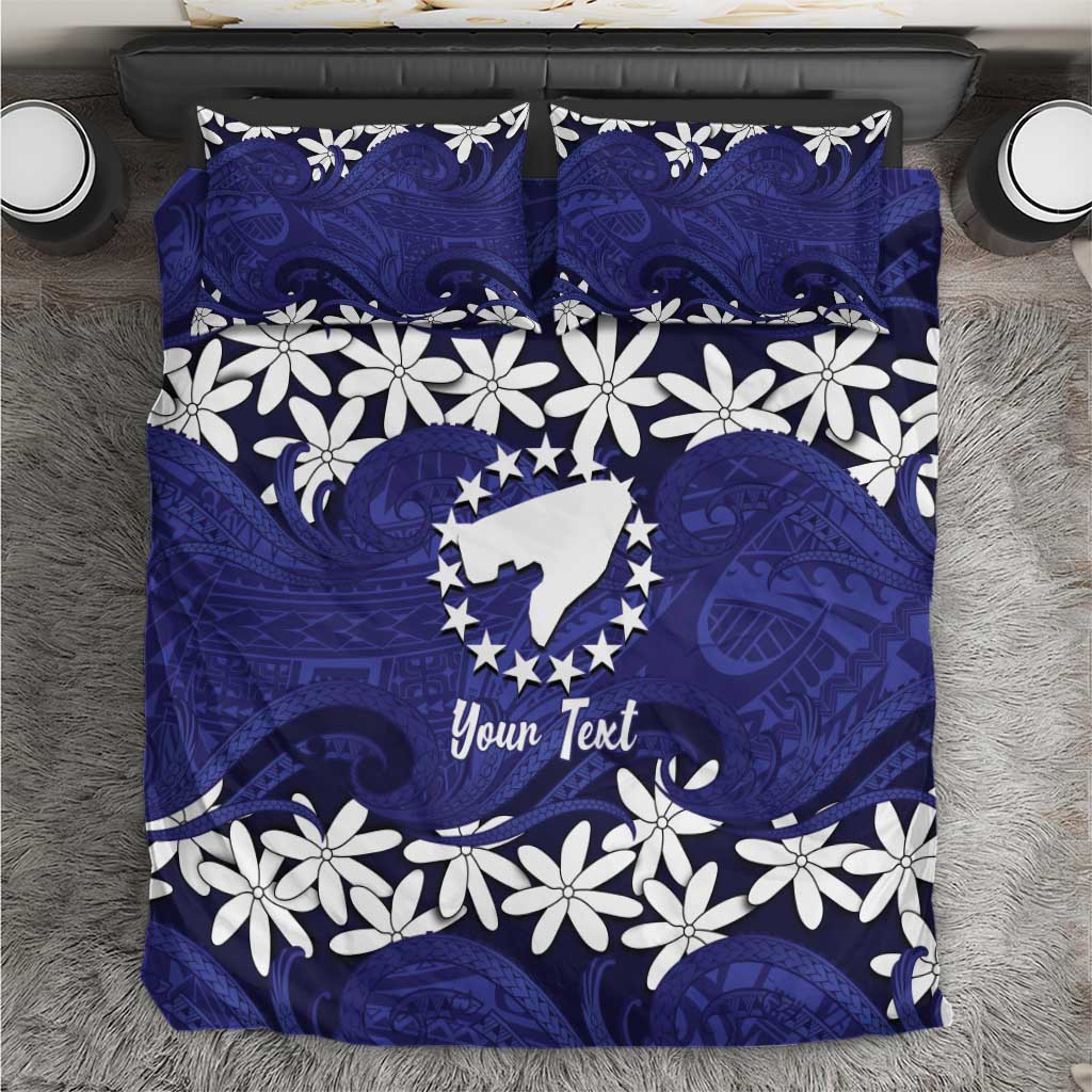 Personalised Cook Islands Pukapuka Bedding Set Tiare Maori Polynesian Waves Tattoo LT14 Blue - Polynesian Pride