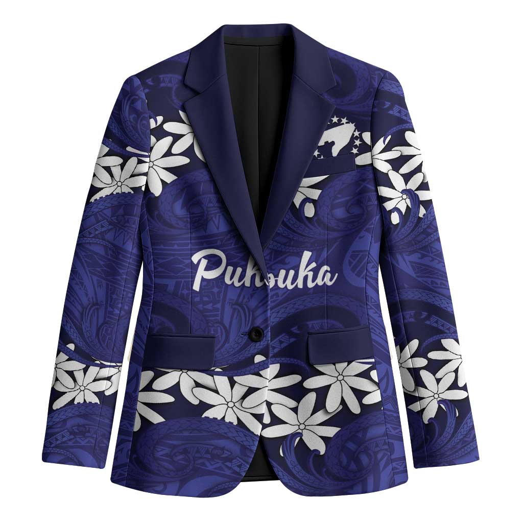 Personalised Cook Islands Pukapuka Blazer Tiare Maori Polynesian Waves Tattoo