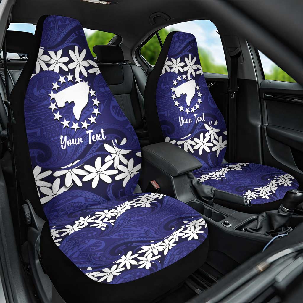 Personalised Cook Islands Pukapuka Car Seat Cover Tiare Maori Polynesian Waves Tattoo