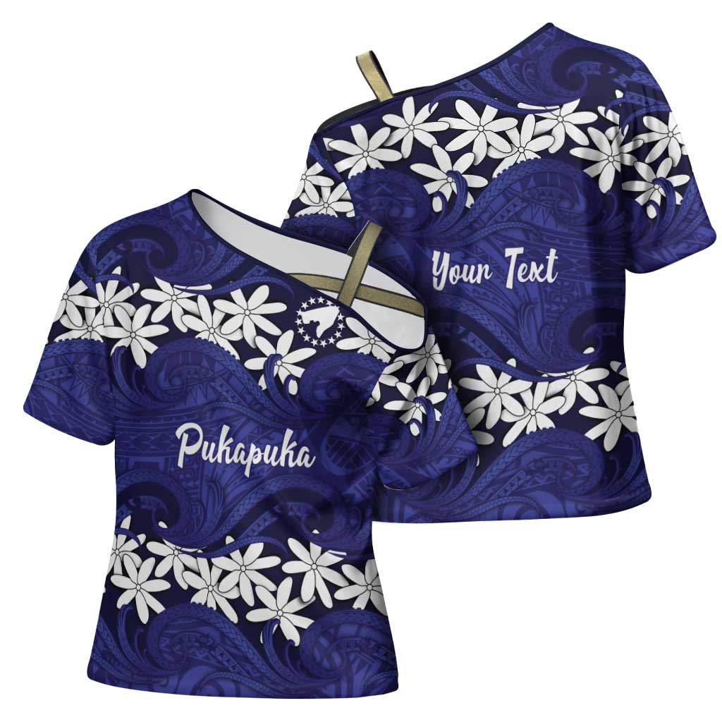 Personalised Cook Islands Pukapuka Cross Shoulder Shirt Tiare Maori Polynesian Waves Tattoo