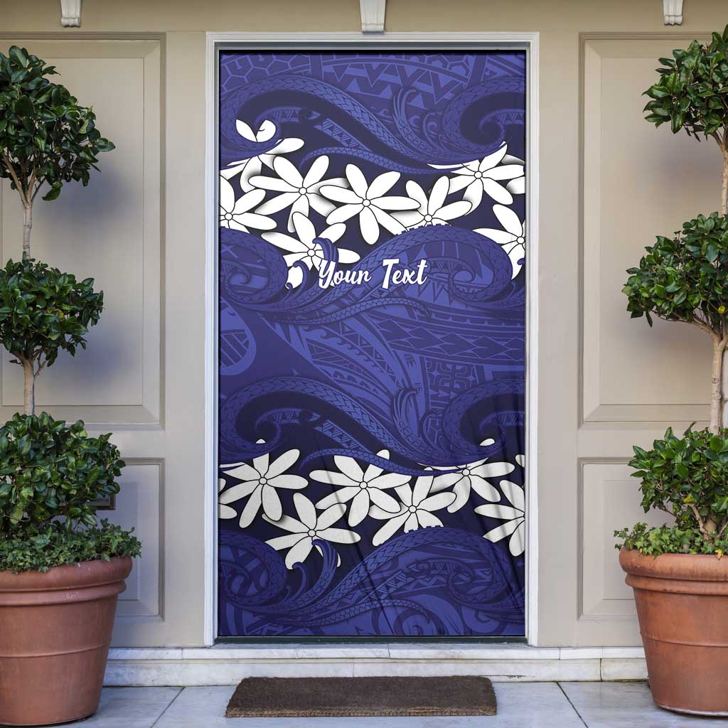 Personalised Cook Islands Pukapuka Door Cover Tiare Maori Polynesian Waves Tattoo LT14 Blue - Polynesian Pride