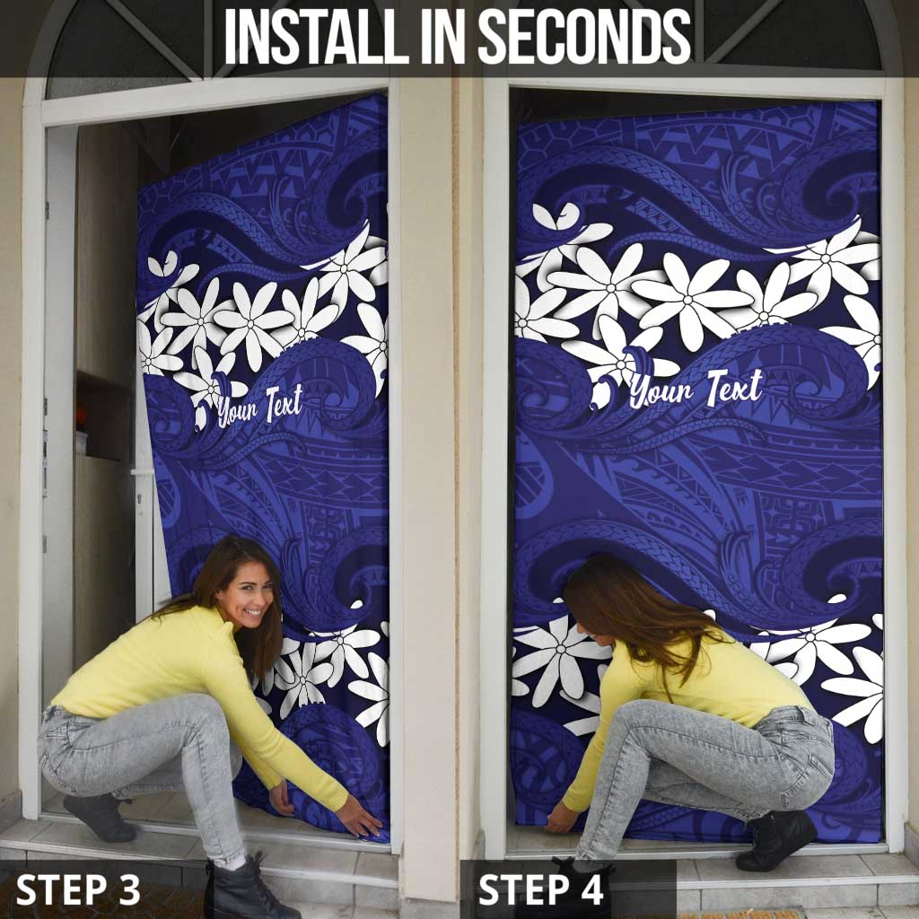 Personalised Cook Islands Pukapuka Door Cover Tiare Maori Polynesian Waves Tattoo LT14 - Polynesian Pride