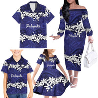 Personalised Cook Islands Pukapuka Family Matching Off The Shoulder Long Sleeve Dress and Hawaiian Shirt Tiare Maori Polynesian Waves Tattoo LT14 - Polynesian Pride