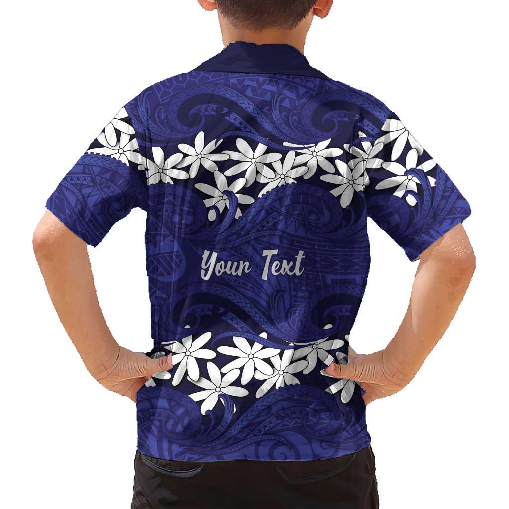 Personalised Cook Islands Pukapuka Family Matching Off Shoulder Short Dress and Hawaiian Shirt Tiare Maori Polynesian Waves Tattoo LT14 - Polynesian Pride