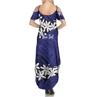 Personalised Cook Islands Pukapuka Family Matching Summer Maxi Dress and Hawaiian Shirt Tiare Maori Polynesian Waves Tattoo