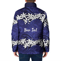 Personalised Cook Islands Pukapuka Padded Jacket Tiare Maori Polynesian Waves Tattoo