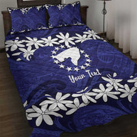 Personalised Cook Islands Pukapuka Quilt Bed Set Tiare Maori Polynesian Waves Tattoo LT14 Blue - Polynesian Pride