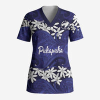 Personalised Cook Islands Pukapuka Scrub Top Tiare Maori Polynesian Waves Tattoo