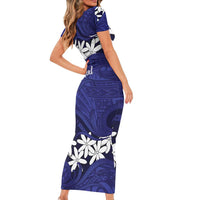 Personalised Cook Islands Pukapuka Short Sleeve Bodycon Dress Tiare Maori Polynesian Waves Tattoo LT14 - Polynesian Pride