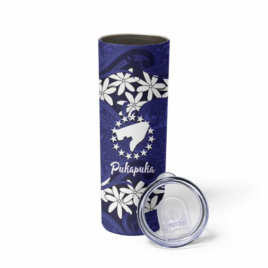 Personalised Cook Islands Pukapuka Skinny Tumbler Tiare Maori Polynesian Waves Tattoo LT14 - Polynesian Pride