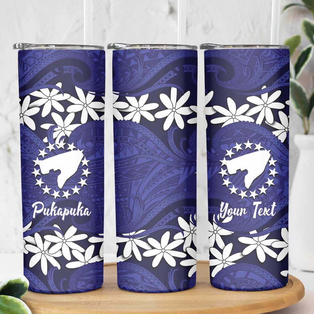 Personalised Cook Islands Pukapuka Skinny Tumbler Tiare Maori Polynesian Waves Tattoo LT14 - Polynesian Pride