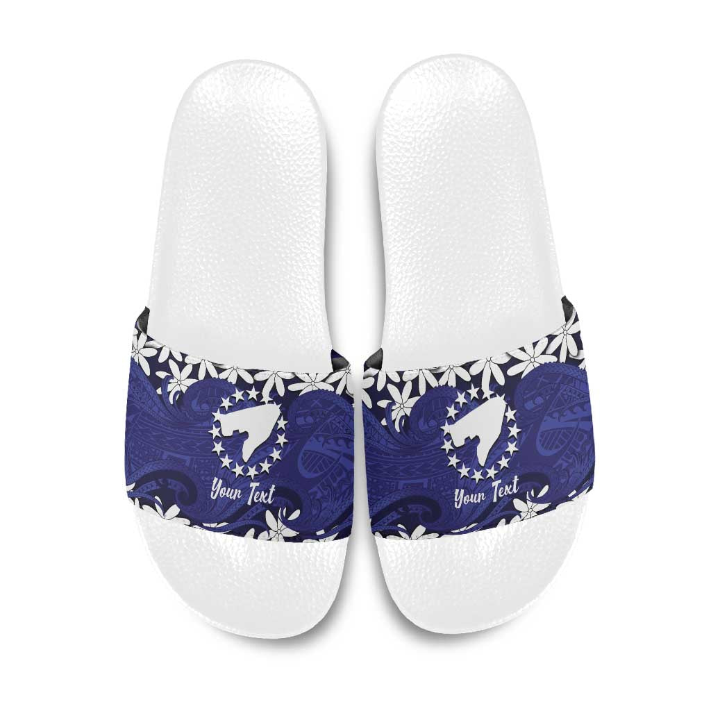 Personalised Cook Islands Pukapuka Slide Sandals Tiare Maori Polynesian Waves Tattoo
