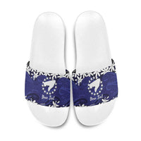 Personalised Cook Islands Pukapuka Slide Sandals Tiare Maori Polynesian Waves Tattoo