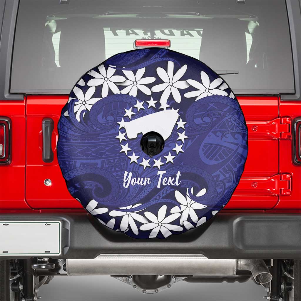 Personalised Cook Islands Pukapuka Spare Tire Cover Tiare Maori Polynesian Waves Tattoo