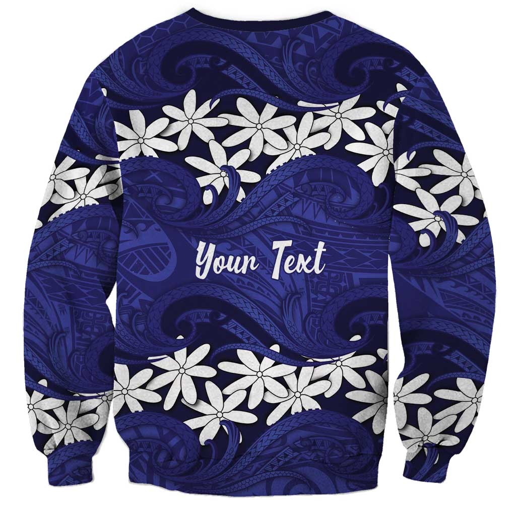 Personalised Cook Islands Pukapuka Sweatshirt Tiare Maori Polynesian Waves Tattoo LT14 - Polynesian Pride