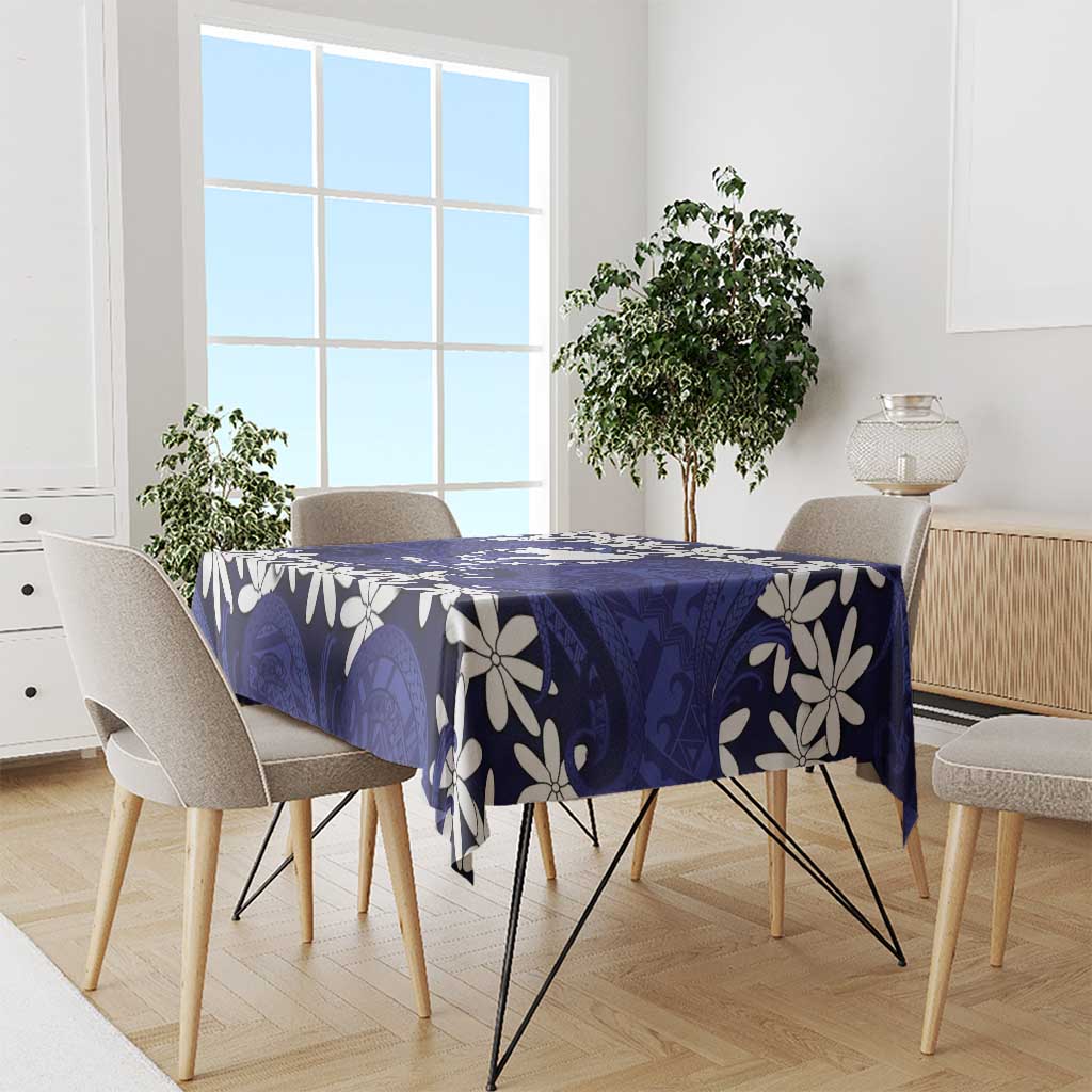 Personalised Cook Islands Pukapuka Tablecloth Tiare Maori Polynesian Waves Tattoo
