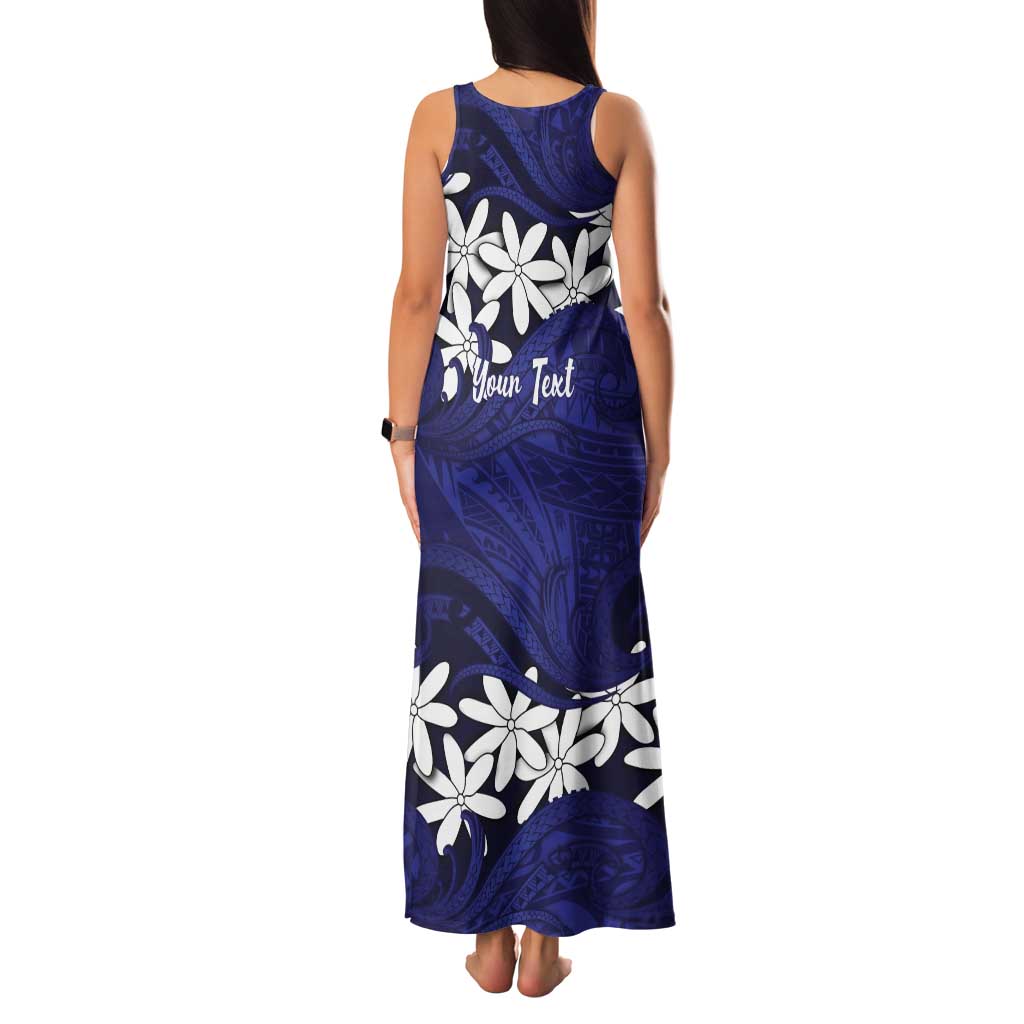 Personalised Cook Islands Pukapuka Tank Maxi Dress Tiare Maori Polynesian Waves Tattoo