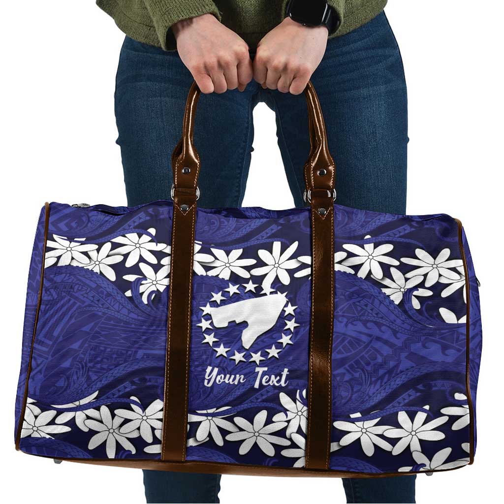 Personalised Cook Islands Pukapuka Travel Bag Tiare Maori Polynesian Waves Tattoo LT14 Blue - Polynesian Pride