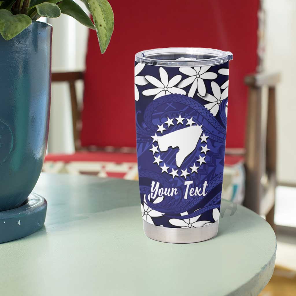 Personalised Cook Islands Pukapuka Tumbler Cup Tiare Maori Polynesian Waves Tattoo