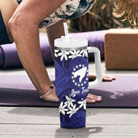 Personalised Cook Islands Pukapuka Tumbler With Handle Tiare Maori Polynesian Waves Tattoo