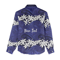 Personalised Cook Islands Pukapuka Women Casual Shirt Tiare Maori Polynesian Waves Tattoo LT14 - Polynesian Pride