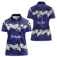 Personalised Cook Islands Pukapuka Women Polo Shirt Tiare Maori Polynesian Waves Tattoo LT14 - Polynesian Pride