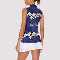 Personalised Cook Islands Pukapuka Women Sleeveless Polo Shirt Tiare Maori Polynesian Waves Tattoo LT14 - Polynesian Pride