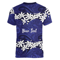 Personalised Cook Islands Pukapuka Women V-Neck T-Shirt Tiare Maori Polynesian Waves Tattoo LT14 - Polynesian Pride