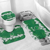 Personalised Cook Islands Rarotonga Bathroom Set Tiare Maori Polynesian Waves Tattoo LT14 Mat Set Only (3 pcs) One Size Green - Polynesian Pride