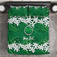Personalised Cook Islands Rarotonga Bedding Set Tiare Maori Polynesian Waves Tattoo LT14 Green - Polynesian Pride