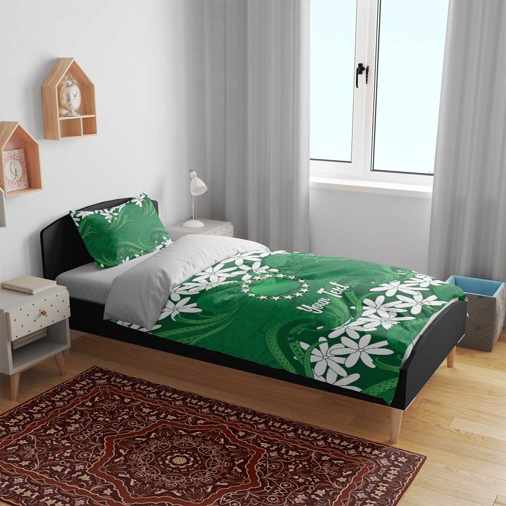 Personalised Cook Islands Rarotonga Bedding Set Tiare Maori Polynesian Waves Tattoo LT14 - Polynesian Pride
