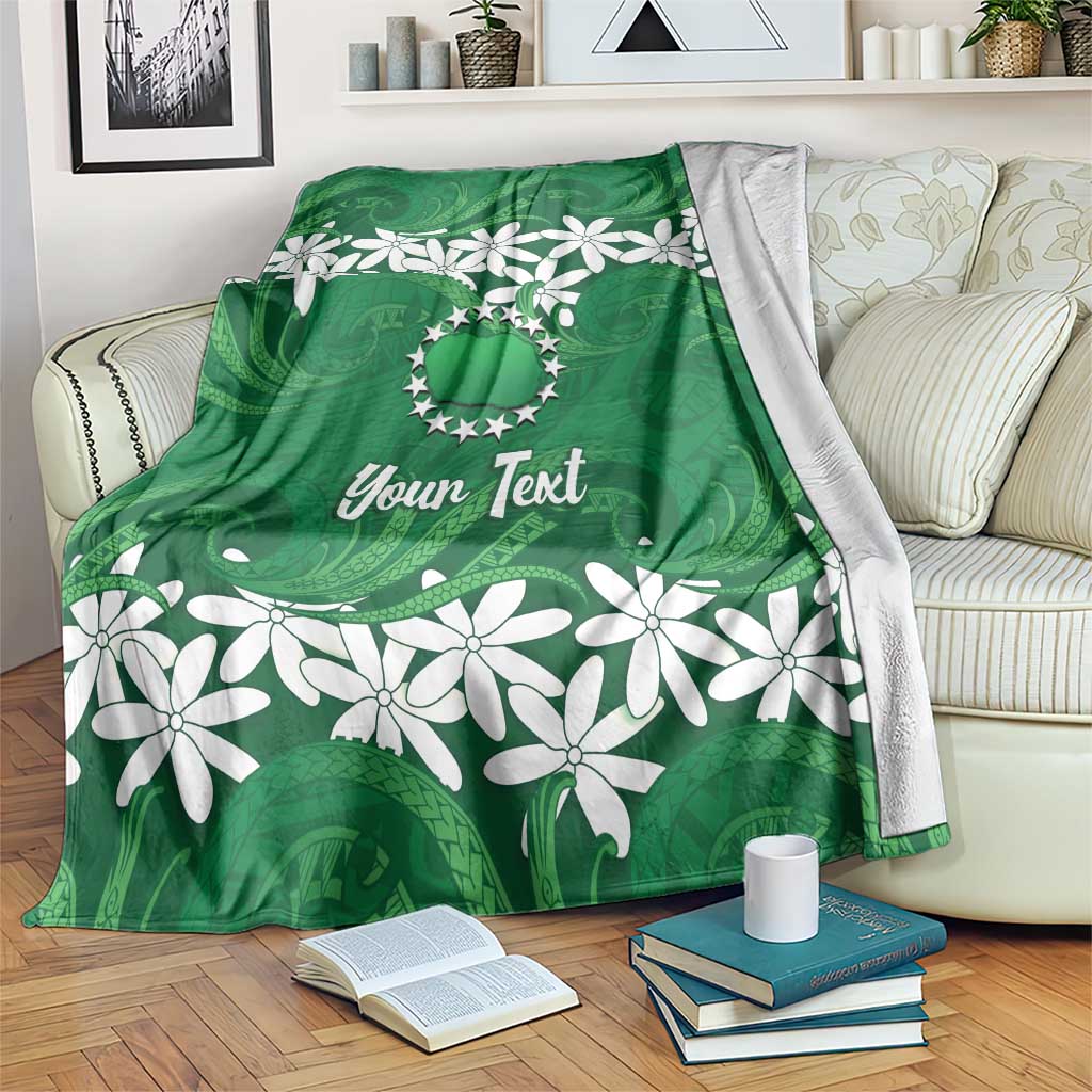 Personalised Cook Islands Rarotonga Blanket Tiare Maori Polynesian Waves Tattoo