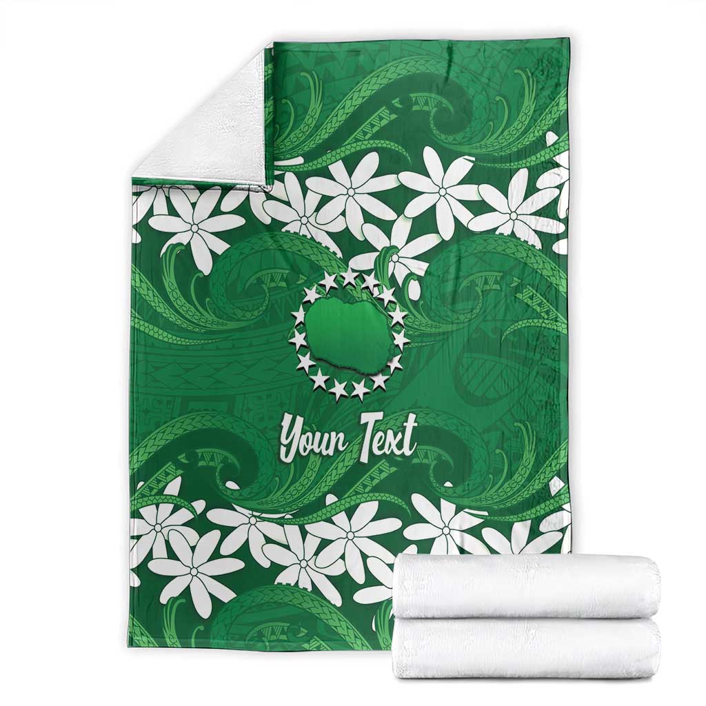 Personalised Cook Islands Rarotonga Blanket Tiare Maori Polynesian Waves Tattoo