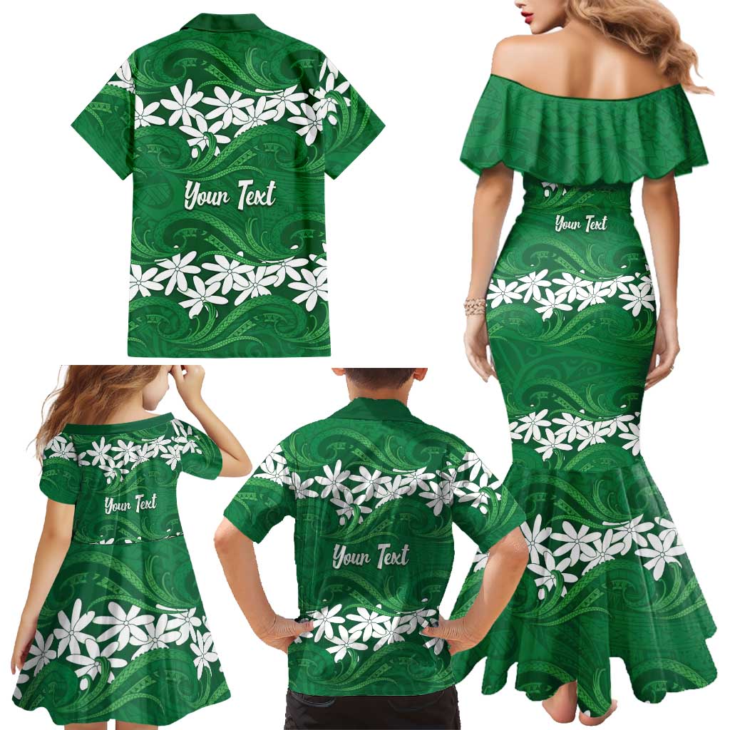 Personalised Cook Islands Rarotonga Family Matching Mermaid Dress and Hawaiian Shirt Tiare Maori Polynesian Waves Tattoo LT14 - Polynesian Pride