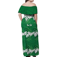 Personalised Cook Islands Rarotonga Family Matching Off Shoulder Maxi Dress and Hawaiian Shirt Tiare Maori Polynesian Waves Tattoo LT14 - Polynesian Pride