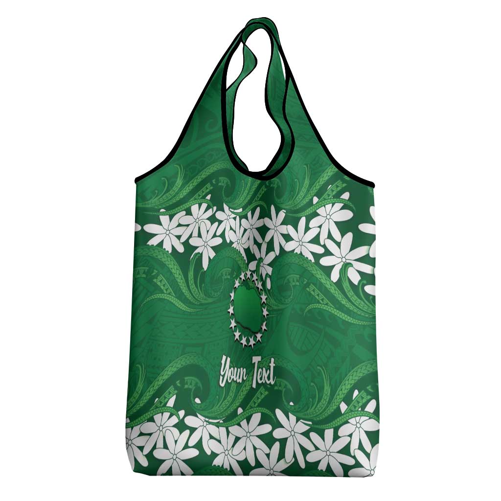 Personalised Cook Islands Rarotonga Grocery Bag Tiare Maori Polynesian Waves Tattoo