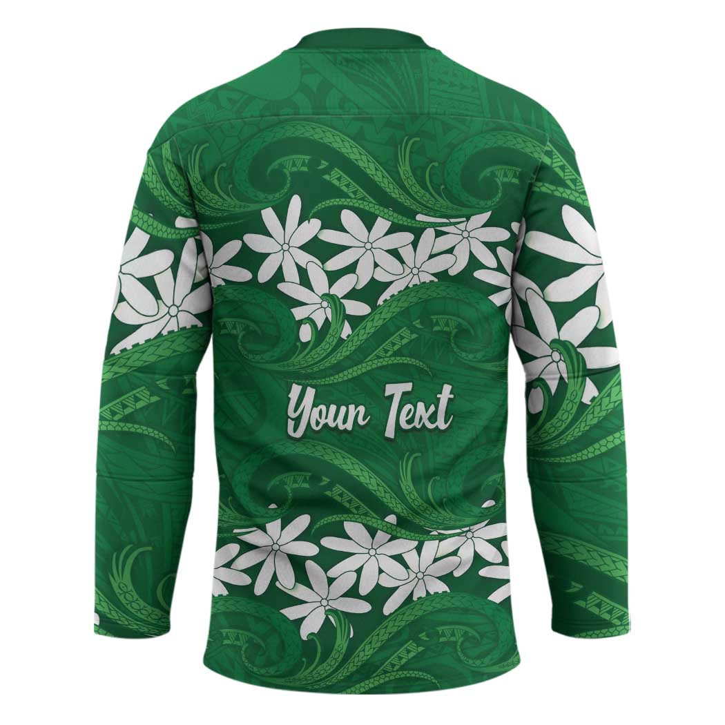 Personalised Cook Islands Rarotonga Hockey Jersey Tiare Maori Polynesian Waves Tattoo