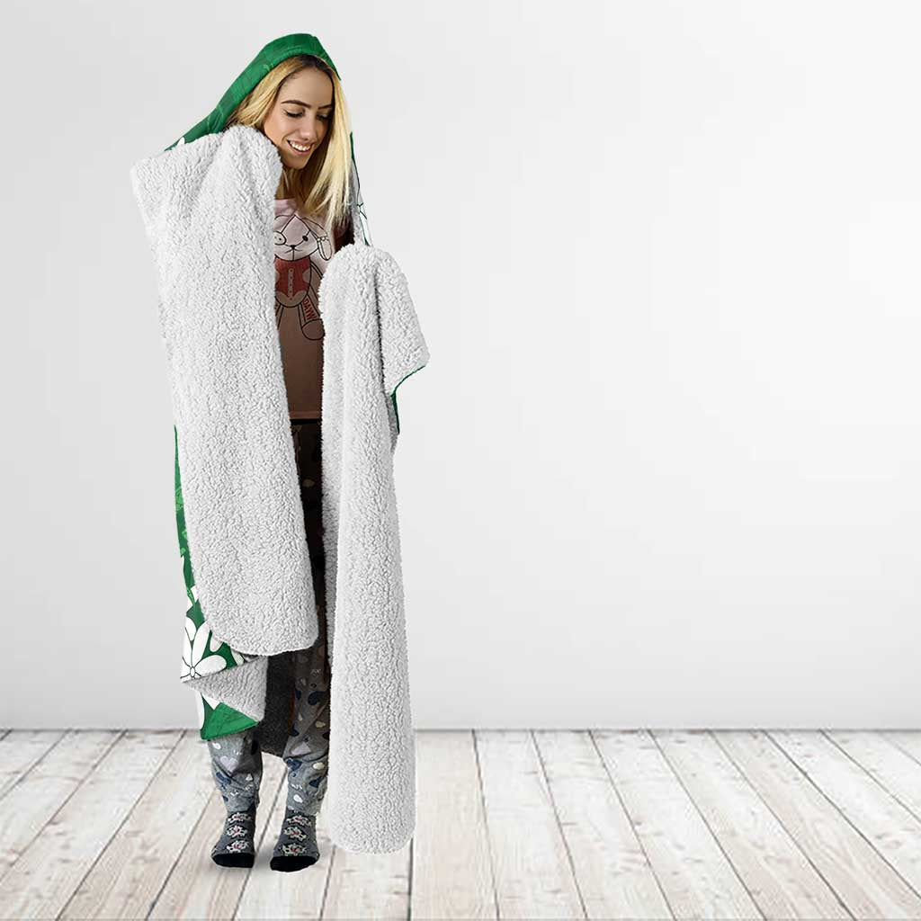 Personalised Cook Islands Rarotonga Hooded Blanket Tiare Maori Polynesian Waves Tattoo