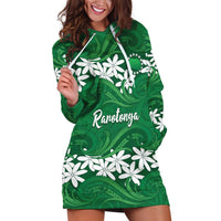 Personalised Cook Islands Rarotonga Hoodie Dress Tiare Maori Polynesian Waves Tattoo LT14 Green - Polynesian Pride