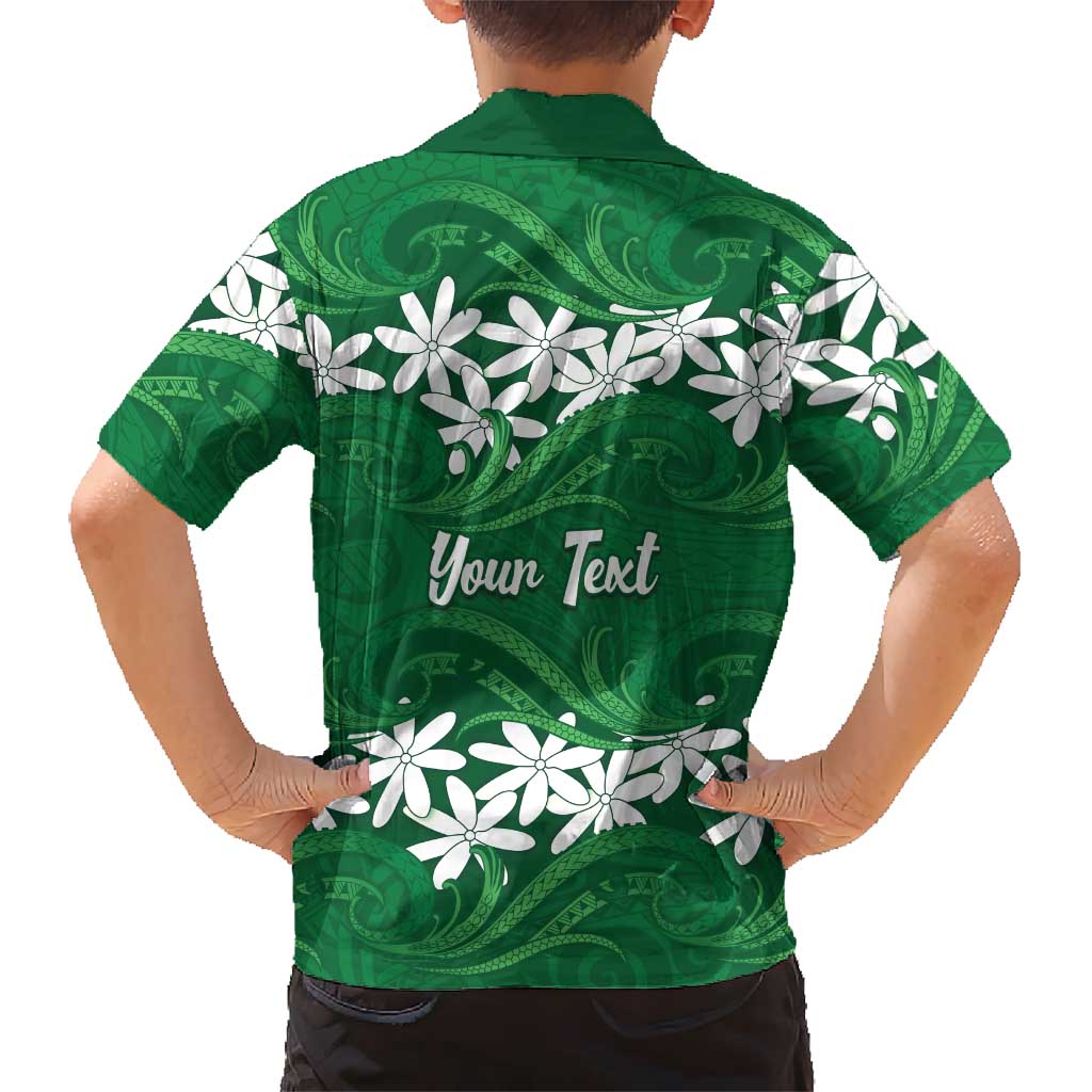 Personalised Cook Islands Rarotonga Kid Hawaiian Shirt Tiare Maori Polynesian Waves Tattoo