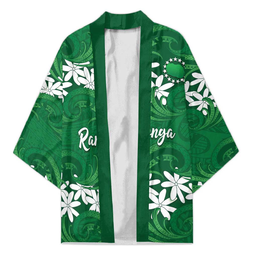 Personalised Cook Islands Rarotonga Kimono Tiare Maori Polynesian Waves Tattoo