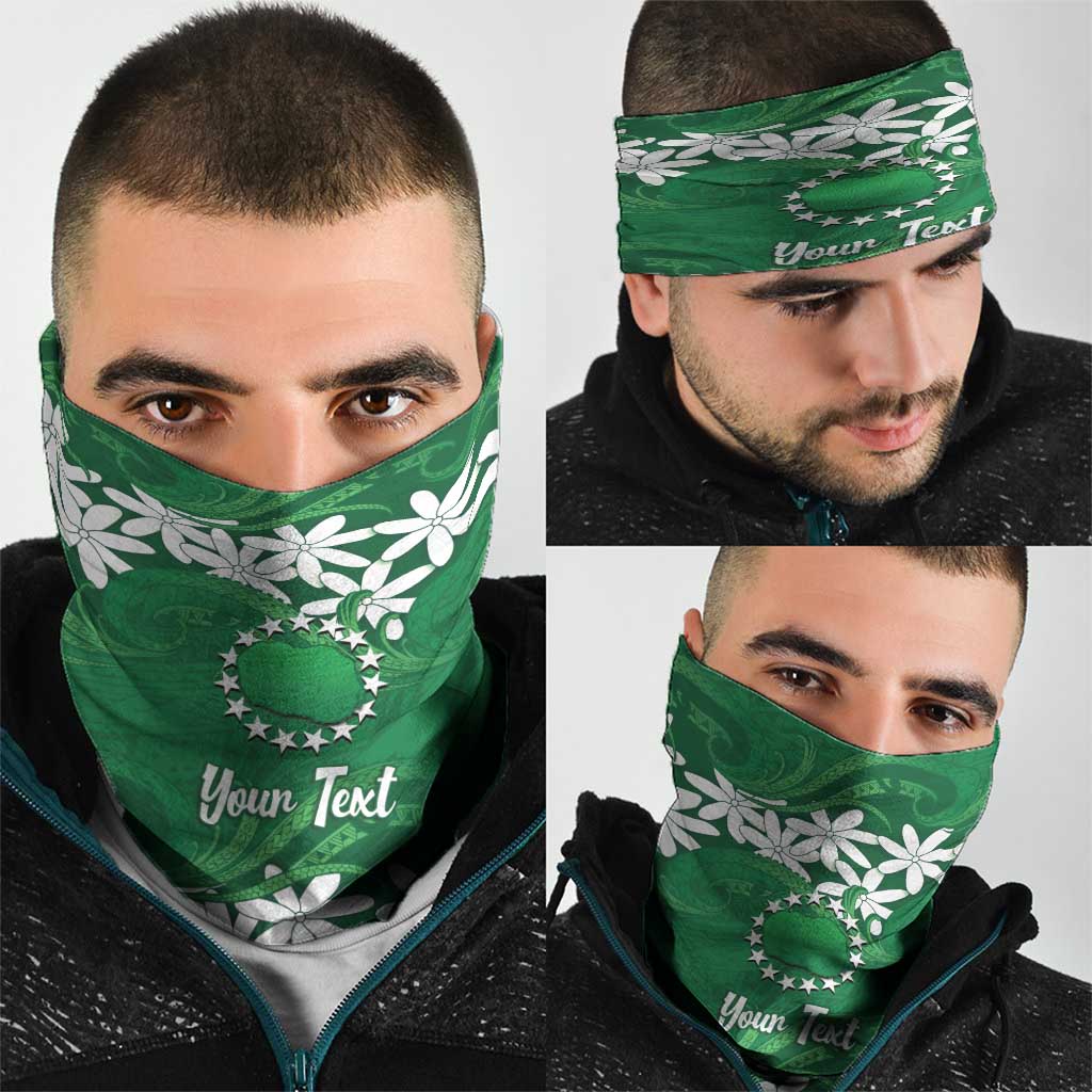 Personalised Cook Islands Rarotonga Neck Gaiter Tiare Maori Polynesian Waves Tattoo
