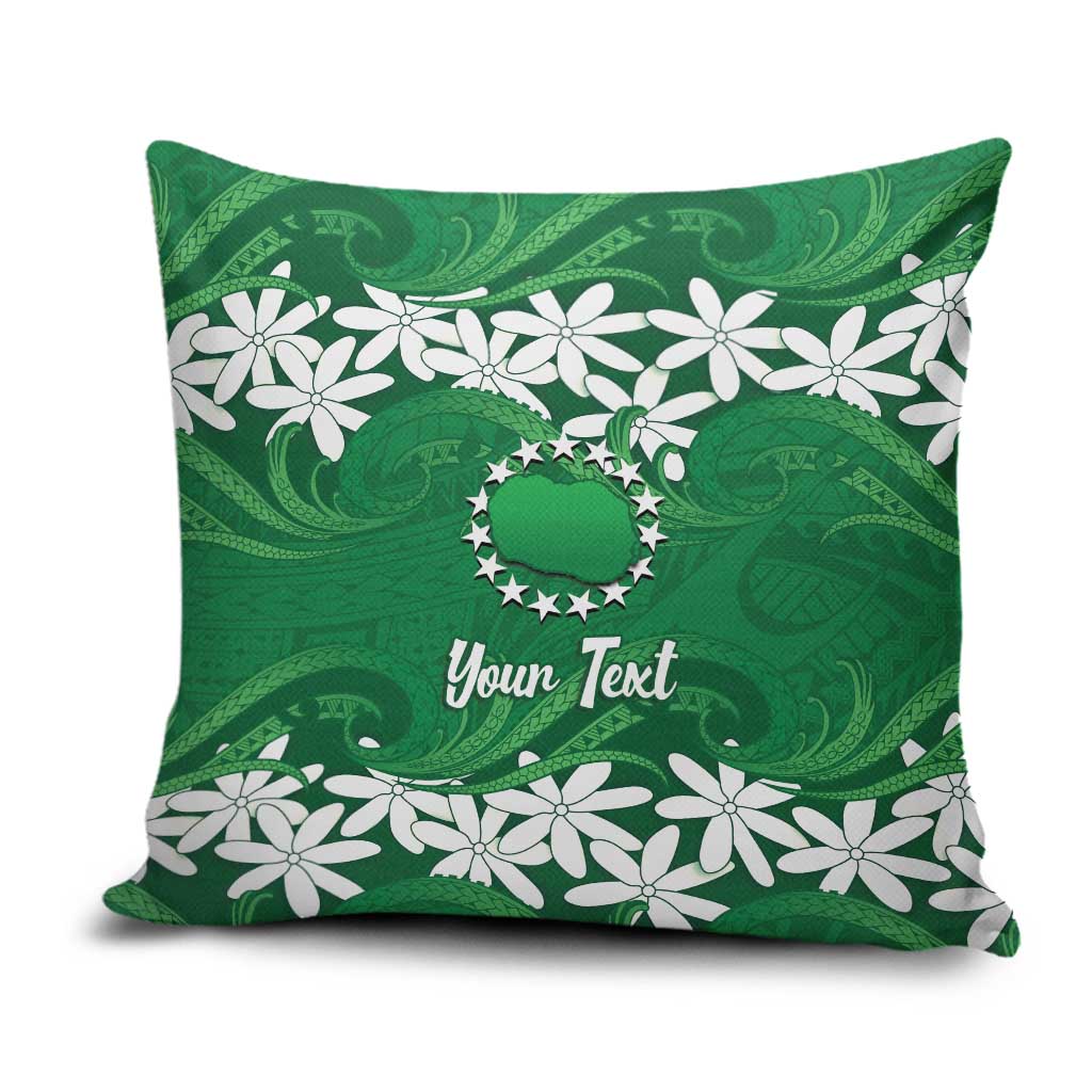 Personalised Cook Islands Rarotonga Pillow Cover Tiare Maori Polynesian Waves Tattoo