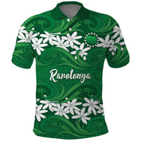 Personalised Cook Islands Rarotonga Polo Shirt Tiare Maori Polynesian Waves Tattoo
