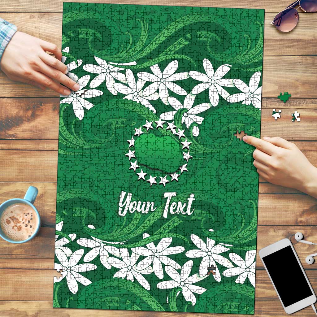 Personalised Cook Islands Rarotonga Puzzle Tiare Maori Polynesian Waves Tattoo