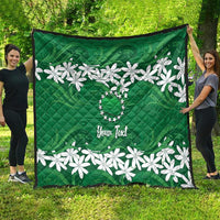 Personalised Cook Islands Rarotonga Quilt Tiare Maori Polynesian Waves Tattoo