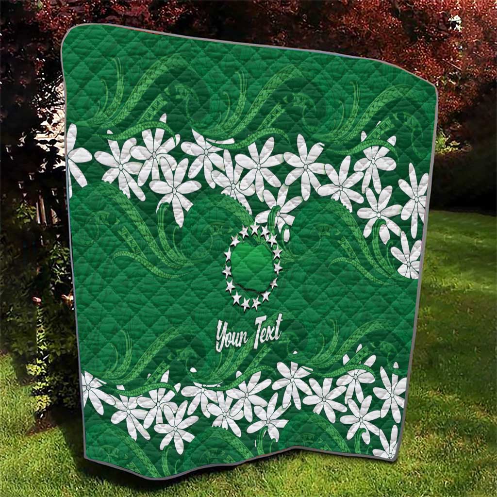 Personalised Cook Islands Rarotonga Quilt Tiare Maori Polynesian Waves Tattoo