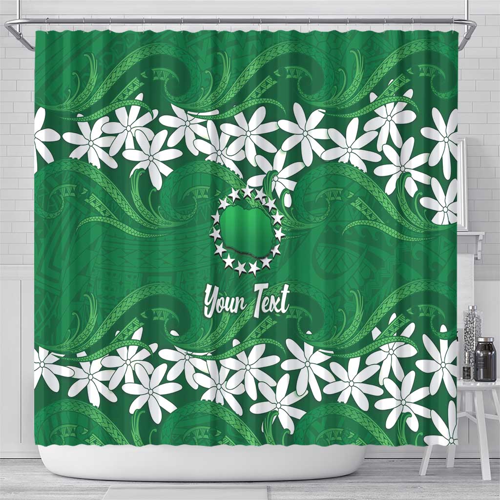 Personalised Cook Islands Rarotonga Shower Curtain Tiare Maori Polynesian Waves Tattoo LT14 - Polynesian Pride