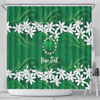 Personalised Cook Islands Rarotonga Shower Curtain Tiare Maori Polynesian Waves Tattoo LT14 - Polynesian Pride